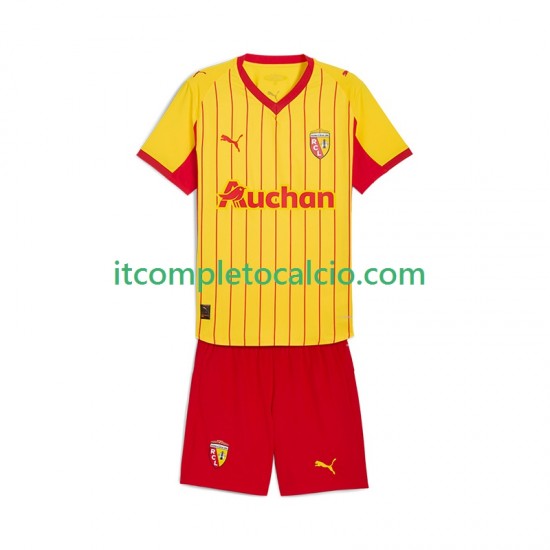 Maglia RC Lens Divisa Home 2025-2026 Manica Corta ,Bambino