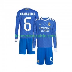 Maglia Real Madrid Camavinga 6 Terza Divisa 2025-2026 Manica Lunga ,Bambino