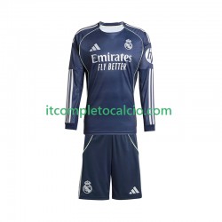 Maglia Real Madrid Divisa Away 2025-2026 Manica Lunga ,Bambino