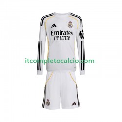 Maglia Real Madrid Divisa Home 2025-2026 Manica Lunga ,Bambino