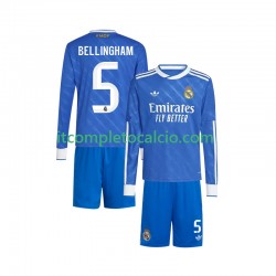 Maglia Real Madrid Jude Bellingham 5 Terza Divisa 2025-2026 Manica Lunga ,Bambino