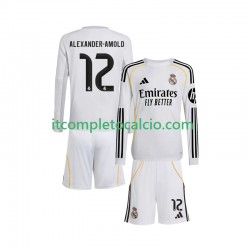 Maglia Real Madrid Trent Alexander-Arnold 12 Divisa Home 2025-2026 Manica Lunga ,Bambino