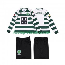 Maglia Sporting CP 2001 2003 Retro Divisa Home Manica Lunga ,Bambino
