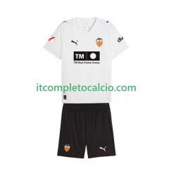Maglia Valencia CF Divisa Home 2025-2026 Manica Corta ,Bambino