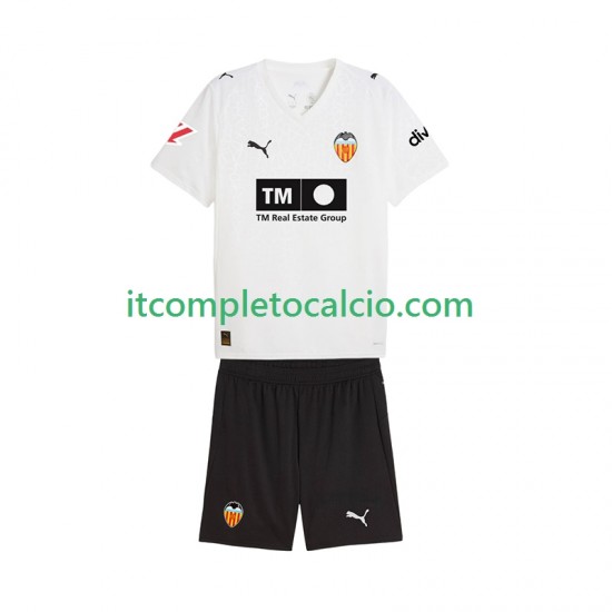 Maglia Valencia CF Divisa Home 2025-2026 Manica Corta ,Bambino