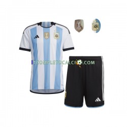 Maglia Argentina 3 Stars Divisa Home Mondiali 2022 Manica Corta ,Bambino
