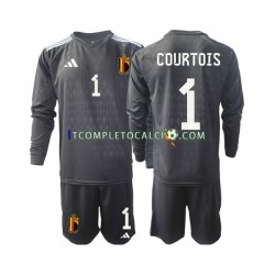 Maglia Belgio Courtois 1 Portiere Divisa Away 2022 Manica Lunga ,Bambino