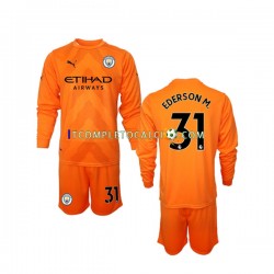 Maglia Manchester City Ederson M 31 Portiere Terza Divisa 2022-2023 Manica Lunga ,Bambino