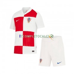 Maglia Croazia Divisa Home Euro 2024 Manica Corta ,Bambino