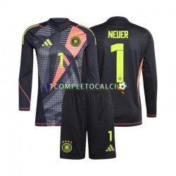 Maglia Germania Manuel Neuer 1 Portiere Divisa Home Euro 2024 Manica Lunga ,Bambino