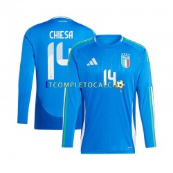 Maglia Italia Chiesa 14 Divisa Home Euro 2024 Manica Lunga ,Uomo