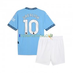 Maglia Manchester City Jack Grealish 10 Divisa Home 2024-2025 Manica Corta ,Bambino