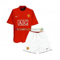 Maglia Manchester United 2007 Retro Divisa Home Manica Corta ,Bambino