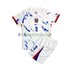 Maglia Norvegia Erling Haaland 9 Divisa Away 2024 Manica Corta ,Bambino