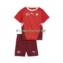 Maglia Svizzera Divisa Home Euro 2024 Manica Corta ,Bambino
