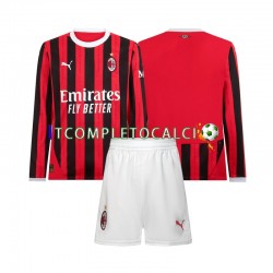 Maglia AC Milan Divisa Home 2024-2025 Manica Lunga ,Bambino