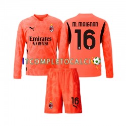 Maglia AC Milan Mike Maignan 16 Portiere Quarto Divisa 2024-2025 Manica Lunga ,Bambino