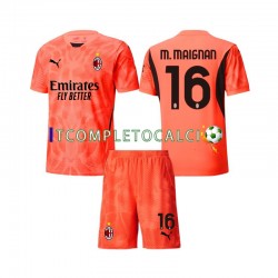Maglia AC Milan Mike Maignan 16 Portiere Quarto Divisa 2024-2025 Manica Corta ,Bambino