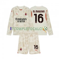 Maglia AC Milan Mike Maignan 16 Portiere Terza Divisa 2024-2025 Manica Lunga ,Bambino