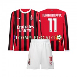 Maglia AC Milan Ibrahimovic 11 Divisa Home 2024-2025 Manica Lunga ,Bambino