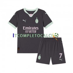 Maglia AC Milan Morata 7 Terza Divisa 2024-2025 Manica Corta ,Bambino