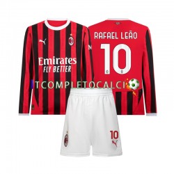 Maglia AC Milan Rafael Leao 10 Divisa Home 2024-2025 Manica Lunga ,Bambino