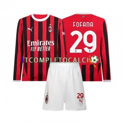 Maglia AC Milan Youssouf Fofana 29 Divisa Home 2024-2025 Manica Lunga ,Bambino