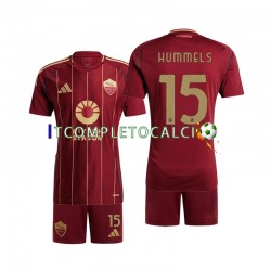 Maglia AS Roma Mats Hummels 15 Divisa Home 2024-2025 Manica Corta ,Bambino
