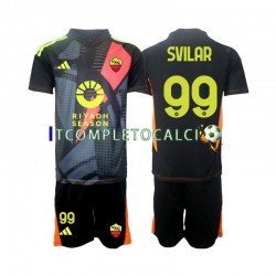 Maglia AS Roma Mile Svilar 99 Portiere Divisa Home 2024-2025 Manica Corta ,Bambino