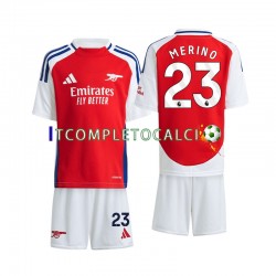 Maglia Arsenal Merino 23 Divisa Home 2024-2025 Manica Corta ,Bambino
