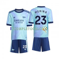 Maglia Arsenal Merino 23 Terza Divisa 2024-2025 Manica Corta ,Bambino