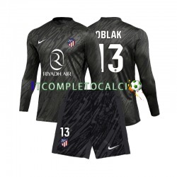 Maglia Atlético Madrid Jan Oblak 13 Portiere Divisa Home 2024-2025 Manica Lunga ,Bambino