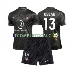 Maglia Atlético Madrid Jan Oblak 13 Portiere Divisa Home 2024-2025 Manica Corta ,Bambino