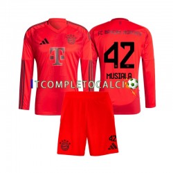 Maglia FC Bayern München Jamal Musiala 42 Divisa Home 2024-2025 Manica Lunga ,Bambino