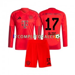Maglia FC Bayern München Michael Olise 17 Divisa Home 2024-2025 Manica Lunga ,Bambino