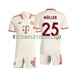 Maglia FC Bayern München Muller 25 Terza Divisa 2024-2025 Manica Corta ,Bambino
