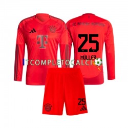 Maglia FC Bayern München Thomas Muller 25 Divisa Home 2024-2025 Manica Lunga ,Bambino