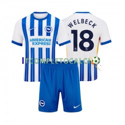 Maglia Brighton Hove Albion WELBECK 18 Divisa Home 2024-2025 Manica Corta ,Bambino