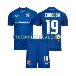 Maglia Dinamo Zagreb Juan Cordoba 19 Divisa Home 2024-2025 Manica Corta ,Bambino