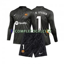 Maglia FC Barcelona Ter Stegen 1 Portiere Terza Divisa 2024-2025 Manica Lunga ,Bambino