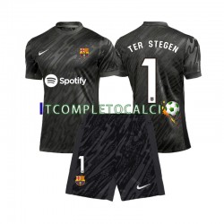 Maglia FC Barcelona Ter Stegen 1 Portiere Terza Divisa 2024-2025 Manica Corta ,Bambino