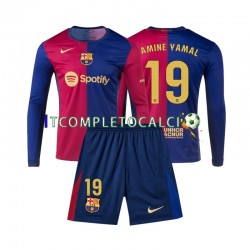 Maglia FC Barcelona Lamine Yamal 19 Divisa Home 2024-2025 Manica Lunga ,Bambino