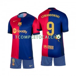 Maglia FC Barcelona Lewandowski 9 Divisa Home 2024-2025 Manica Corta ,Bambino