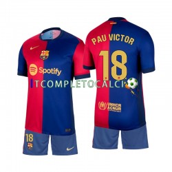 Maglia FC Barcelona Pau Victor 18 Divisa Home 2024-2025 Manica Corta ,Bambino