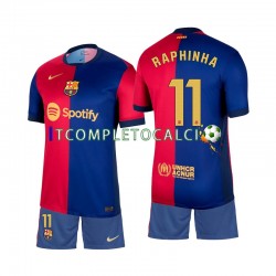 Maglia FC Barcelona Raphinha 11 Divisa Home 2024-2025 Manica Corta ,Bambino