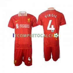Maglia Liverpool Virgil 4 Divisa Home 2024-2025 Manica Corta ,Bambino