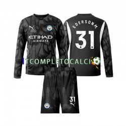Maglia Manchester City Ederson Moraes 31 Portiere Quarto Divisa 2024-2025 Manica Lunga ,Bambino
