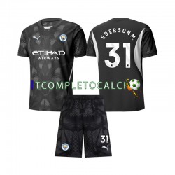 Maglia Manchester City Ederson Moraes 31 Portiere Quarto Divisa 2024-2025 Manica Corta ,Bambino