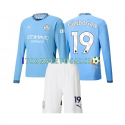 Maglia Manchester City Gundogan 19 Divisa Home 2024-2025 Manica Lunga ,Bambino