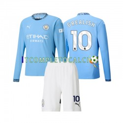 Maglia Manchester City Jack Grealish 10 Divisa Home 2024-2025 Manica Lunga ,Bambino